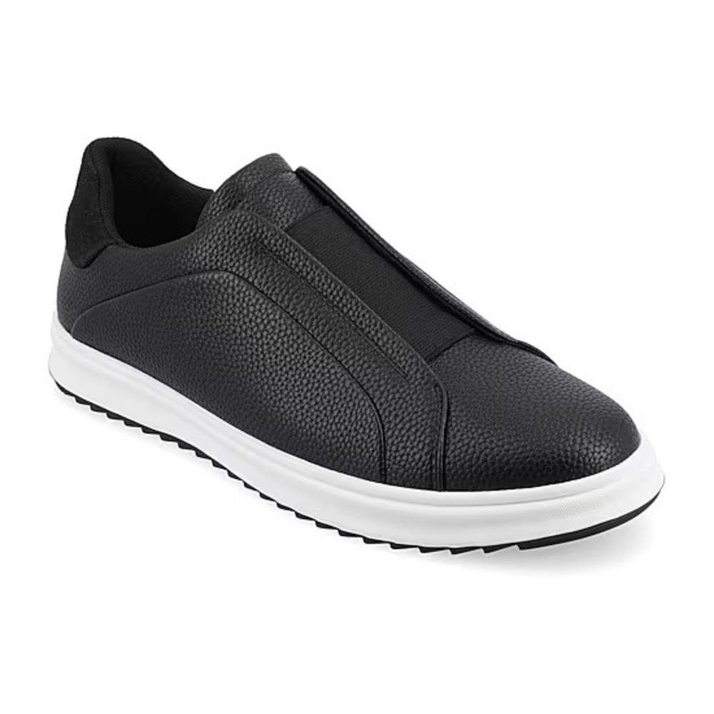 Vance Co Mens Matteo Casual Slip On Sneakers Black Vegan Leather Size 12 M NEW